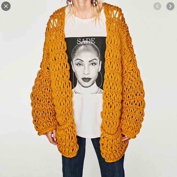 Zara Sweaters - {ZARA} Chunky Knit Crochet Open Cardigan Sweater